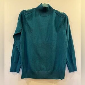Cable & Gauge Teal Mock-Neck Cold Shoulder Sweater, Size Large